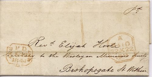 Letter posted  - stamped 22 October 1844,