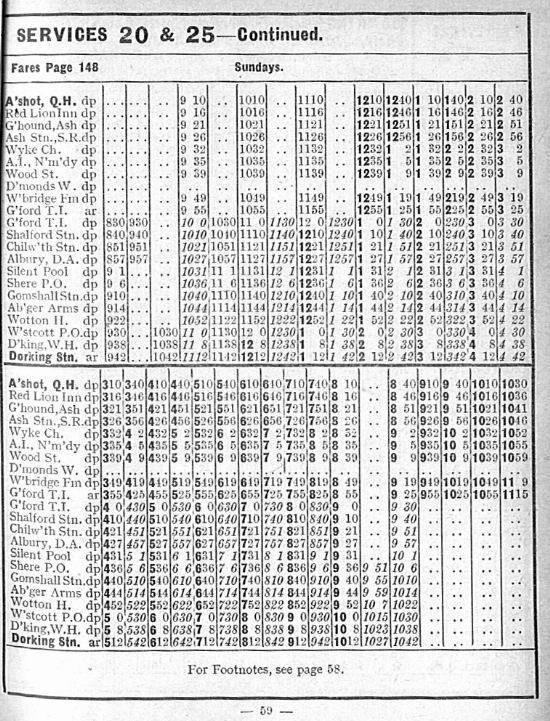 Aldershot and District Traction Company Time Table December 1930