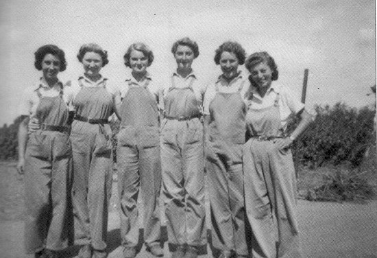 A group of Land Girls at Manor Fruit Farm