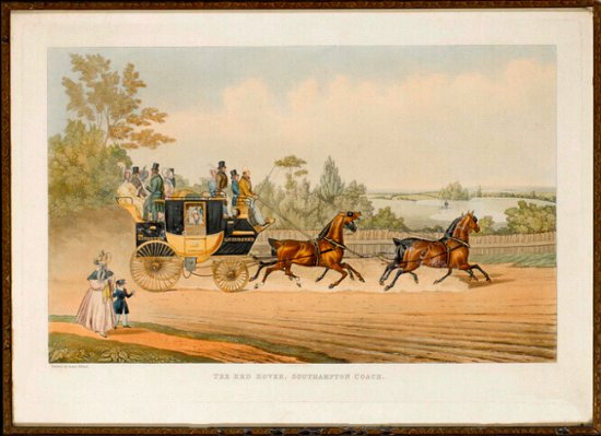 Painting of the Red Rover coach