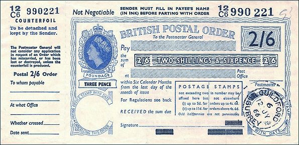 British Postal Order - (Return to Post Office)