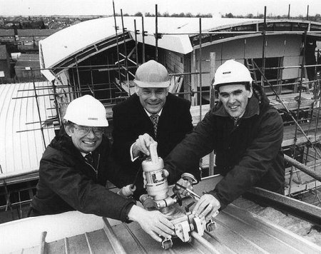 Trevor at a topping-out ceremony