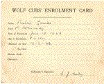 Wolf Cubs' Enrolment Card - Click for an enlargement